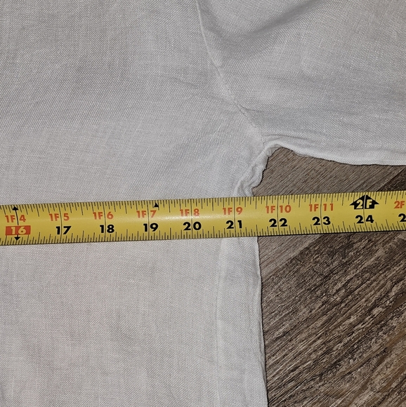 Vintage Made in Italy 100% Linen Y & H Moda, White Tunic with Bronze Button L - Picture 8 of 9